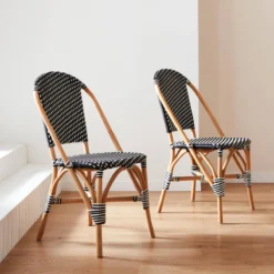 sweeek Set di 2 sedie bistrot in rattan e polyrattan