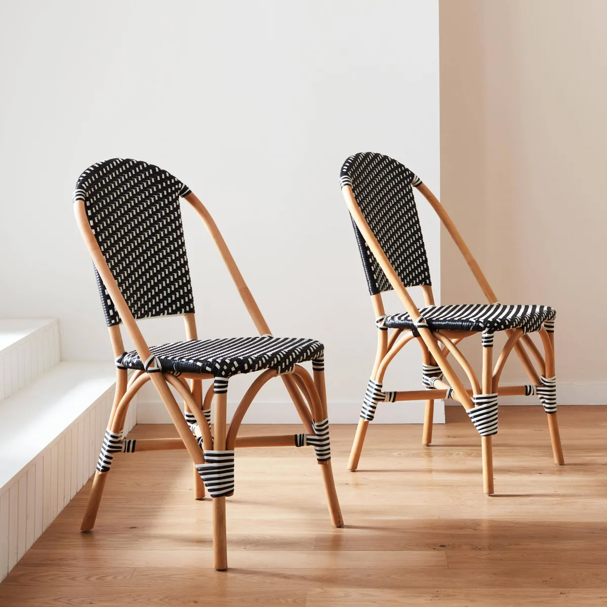 sweeek Set di 2 sedie bistrot in rattan e polyrattan