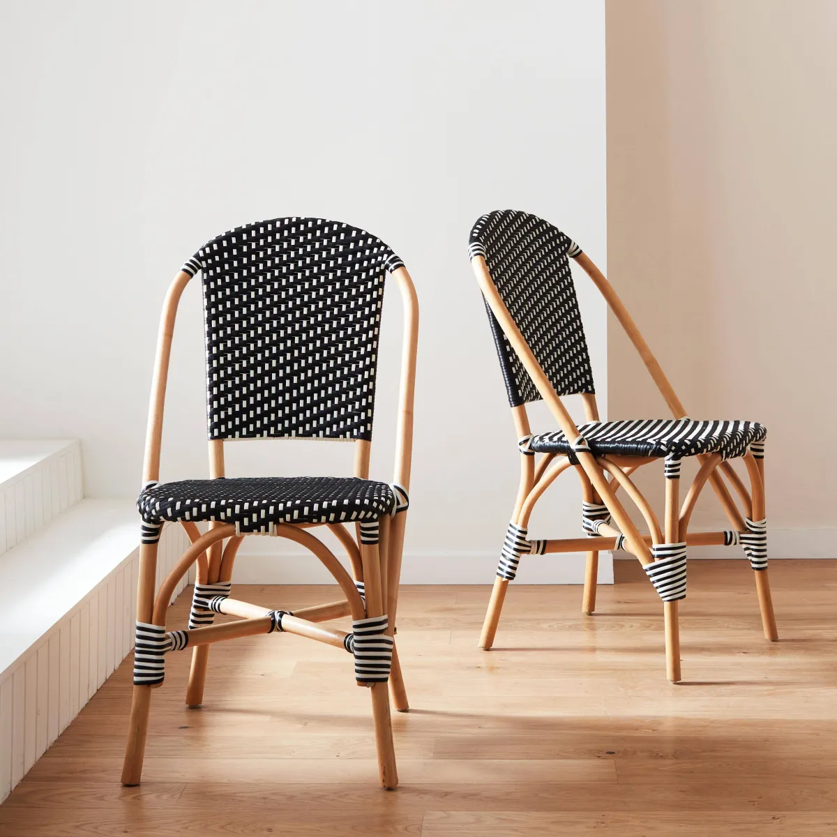 sweeek Set di 2 sedie bistrot in rattan e polyrattan