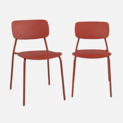 Set di 2 sedie da giardino impilabili in acciaio e plastica