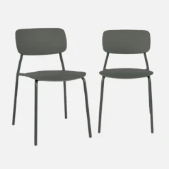 Set di 2 sedie da giardino impilabili in acciaio e plastica