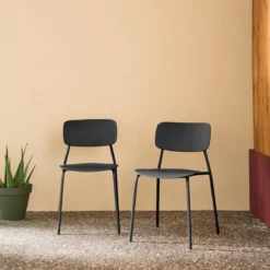 sweeek Set di 2 sedie da giardino impilabili in acciaio e plastica