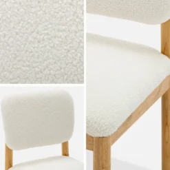 sweeek Set di 2 sedie imbottite in legno di hevea e bouclé