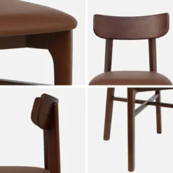 sweeek Set di 2 sedie in legno di hevea e similpelle