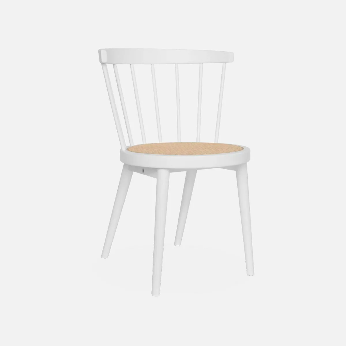 sweeek Set di 4 sedie in legno e paglia