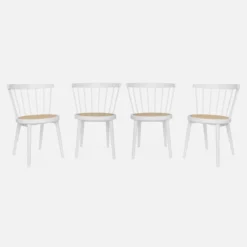 sweeek Set di 4 sedie in legno e paglia