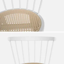 sweeek Set di 4 sedie in legno e paglia