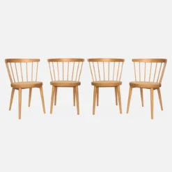 Set di 4 sedie in legno e paglia