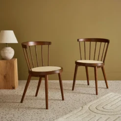 sweeek Set di 2 sedie in legno e rattan intrecciato, stile vimini