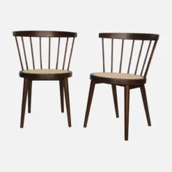 sweeek Set di 2 sedie in legno e rattan intrecciato, stile vimini