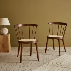 sweeek Set di 2 sedie in legno e rattan intrecciato, stile vimini