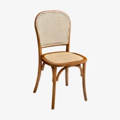 sweeek Set di 4 sedie in legno e rattan vintage