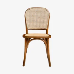 sweeek Set di 4 sedie in legno e rattan vintage