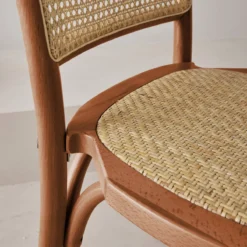sweeek Set di 4 sedie in legno e rattan vintage