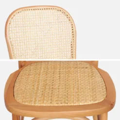 Set di 4 sedie in legno e rattan vintage