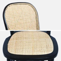 Set di 4 sedie in legno e rattan vintage