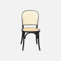 Set di 4 sedie in legno e rattan vintage