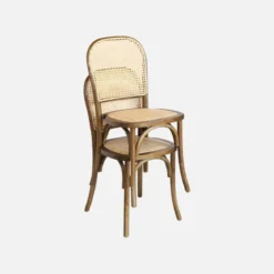 Set di 4 sedie in legno e rattan vintage