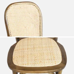 Set di 4 sedie in legno e rattan vintage
