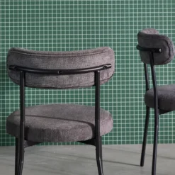 sweeek Set di 2 sedie in metallo e tessuto ciniglia