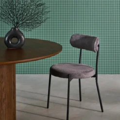 sweeek Set di 2 sedie in metallo e tessuto ciniglia