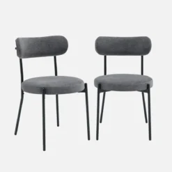 sweeek Set di 2 sedie in metallo e tessuto ciniglia