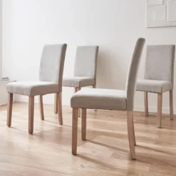 sweeek Set di 4 sedie in velluto a coste con gambe in legno ceruleo