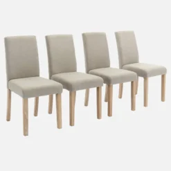 sweeek Set di 4 sedie in velluto a coste con gambe in legno ceruleo