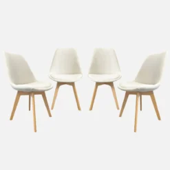 sweeek Set di 4 sedie scandinave in legno di faggio e velluto a coste