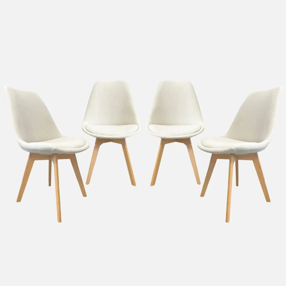 sweeek Set di 4 sedie scandinave in legno di faggio e velluto a coste