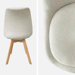 sweeek Set di 4 sedie scandinave in legno di faggio e velluto a coste