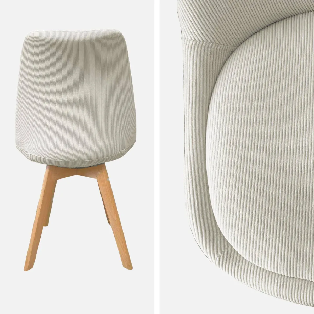 sweeek Set di 4 sedie scandinave in legno di faggio e velluto a coste