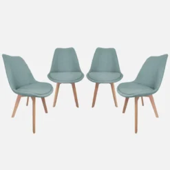 sweeek Set di 4 sedie scandinave in legno di faggio e tessuto semplice