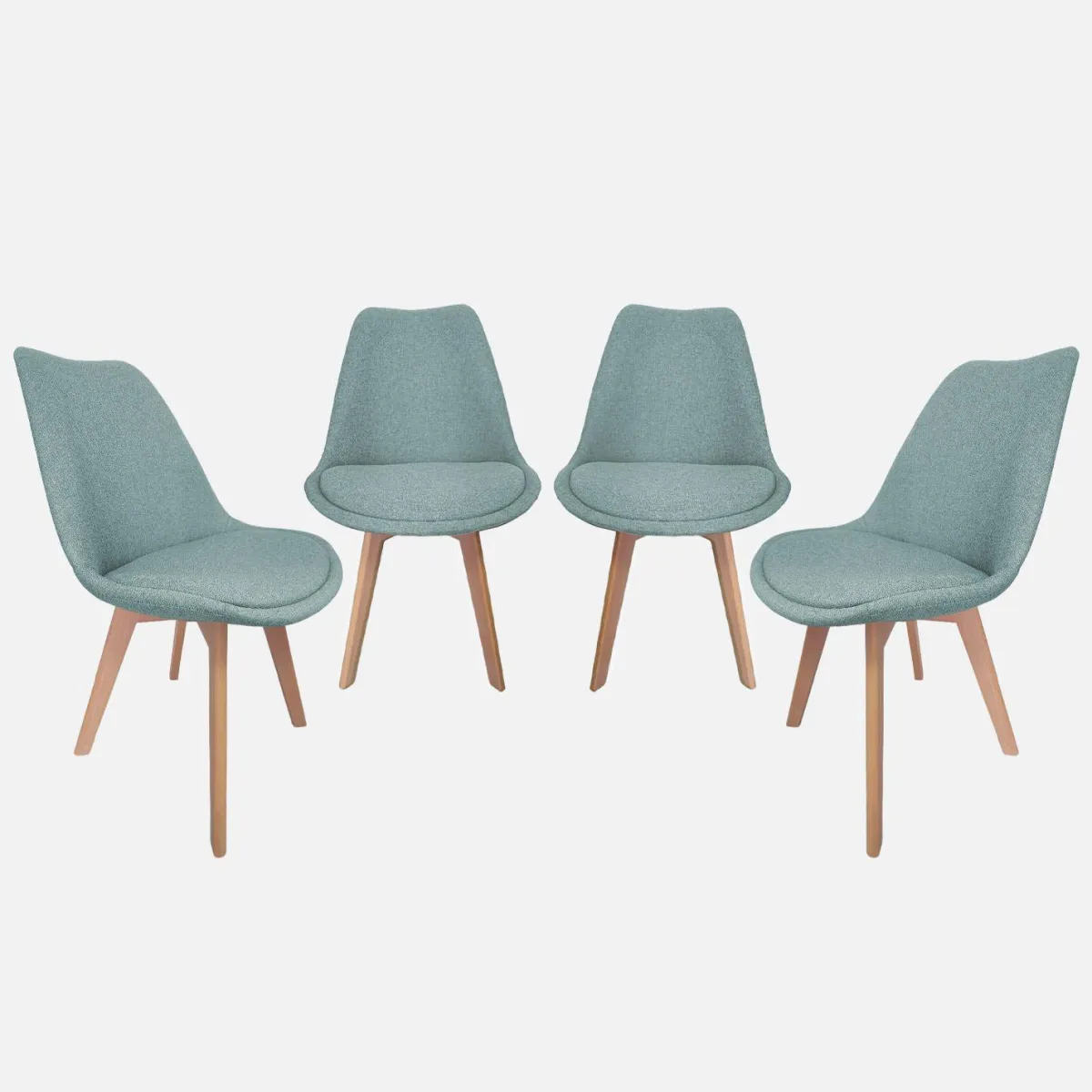sweeek Set di 4 sedie scandinave in legno di faggio e tessuto semplice