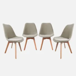 Set di 4 sedie scandinave in legno di faggio e velluto a coste