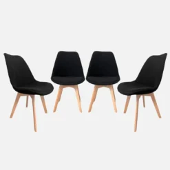 Set di 4 sedie scandinave in legno di faggio e velluto a coste