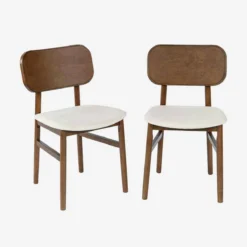 sweeek Set di 2 sedie vintage in legno di hevea e tessuto
