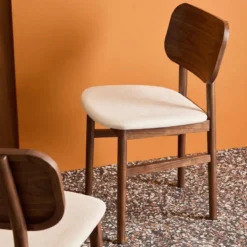 sweeek Set di 2 sedie vintage in legno di hevea e tessuto