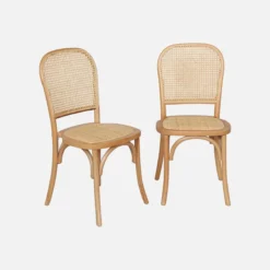 sweeek Set di 2 sedie vintage in legno e rattan