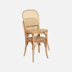 sweeek Set di 2 sedie vintage in legno e rattan