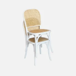Set di 2 sedie vintage in legno e rattan