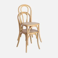 sweeek Set di 4 sedie vintage in legno e rattan