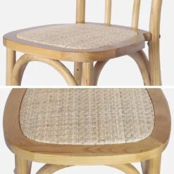 sweeek Set di 4 sedie vintage in legno e rattan