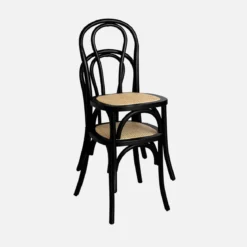 Set di 4 sedie vintage in legno e rattan