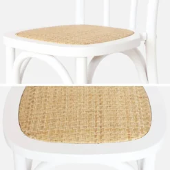 Set di 4 sedie vintage in legno e rattan