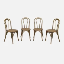Set di 4 sedie vintage in legno e rattan