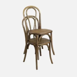 Set di 4 sedie vintage in legno e rattan