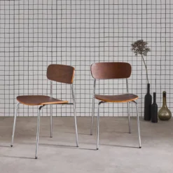 sweeek Set di 2 sedie vintage in metallo e compensato
