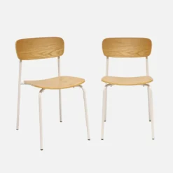 Set di 2 sedie vintage in metallo e compensato