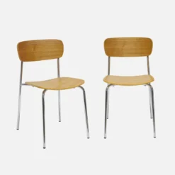 Set di 2 sedie vintage in metallo e compensato